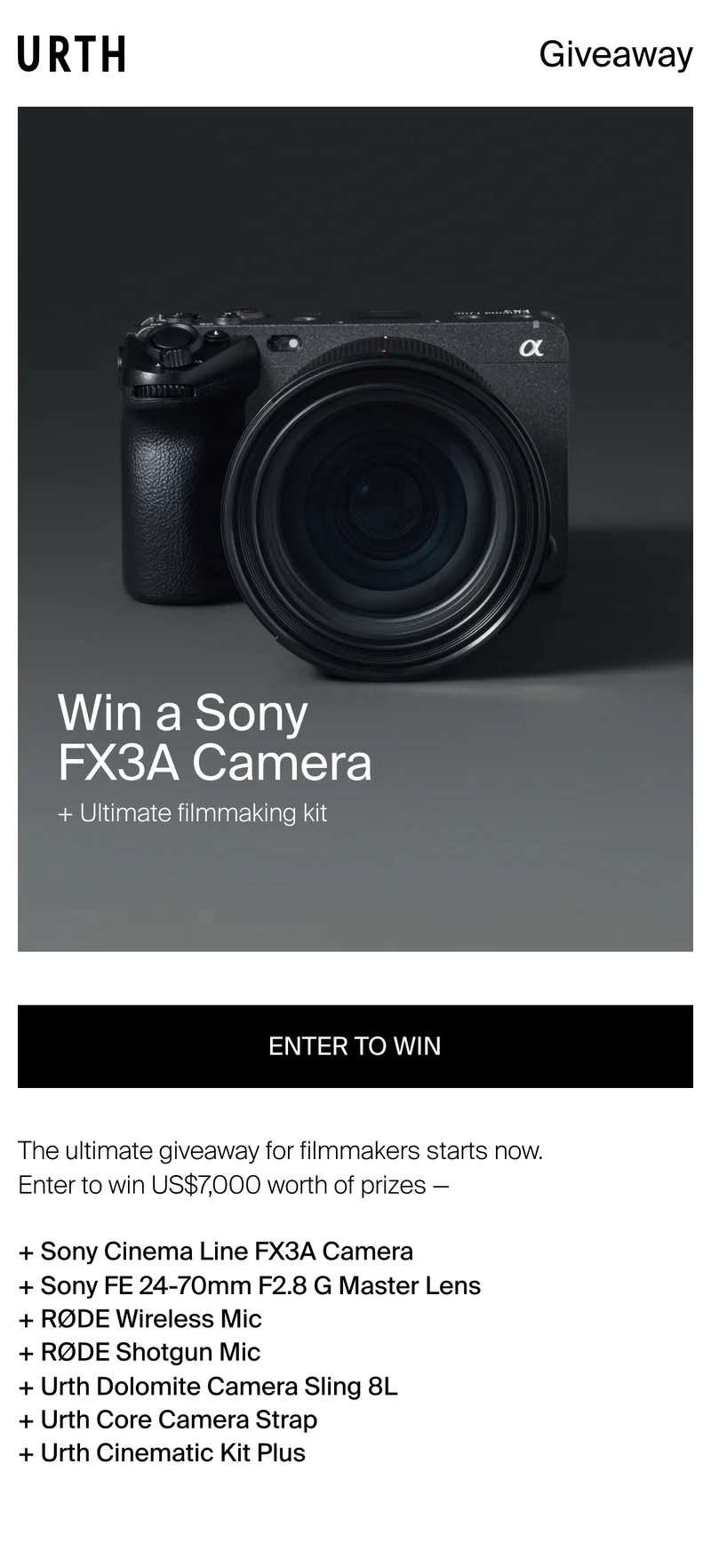 Win a Sony  FX3A Camera + Ultimate filmmaking kit