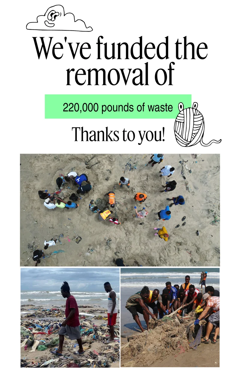 We've funded the removal of 220,00 pounds of waste | Thanks to you!