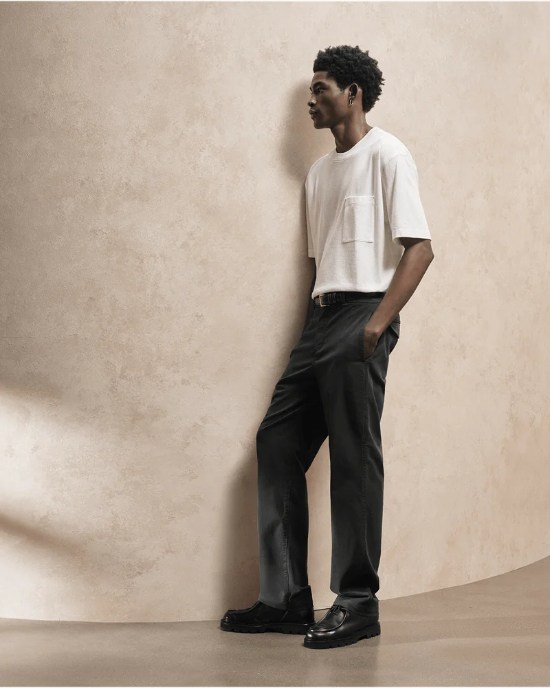 Image | Model in Premium Weight Oversized Tee and Relaxed Fit Chino