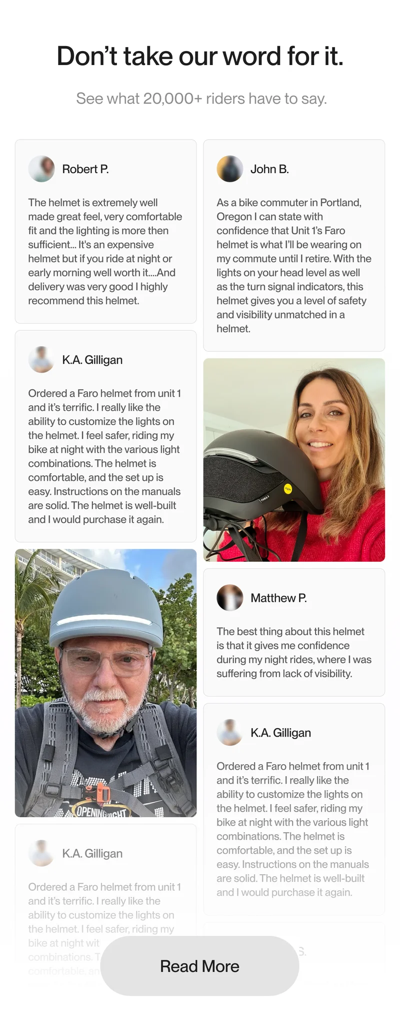 People reviews about the design of our helmets.