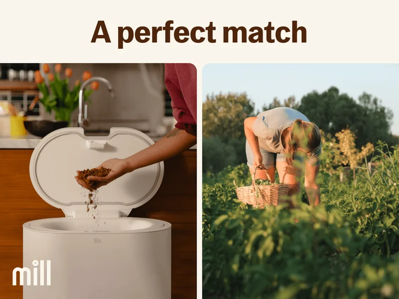 A perfect match: Photo of Mill and a photo of a person gardening