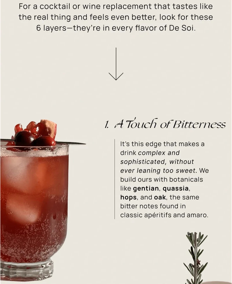 A Touch of Bitterness | It’s this edge that makes a drink complex and sophisticated, without ever leaning too sweet. We build ours with botanicals like gentian, quassia, hops, and oak, the same bitter notes found in classic apéritifs and amaro.