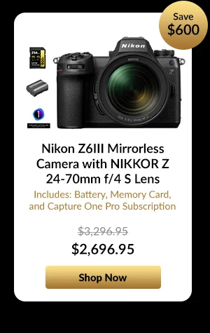 Nikon Z6III Mirrorless Camera with NIKKOR Z 24-70mm f/4 S Lens  Includes Battery, Memory Card, and Capture One Pro Subscription