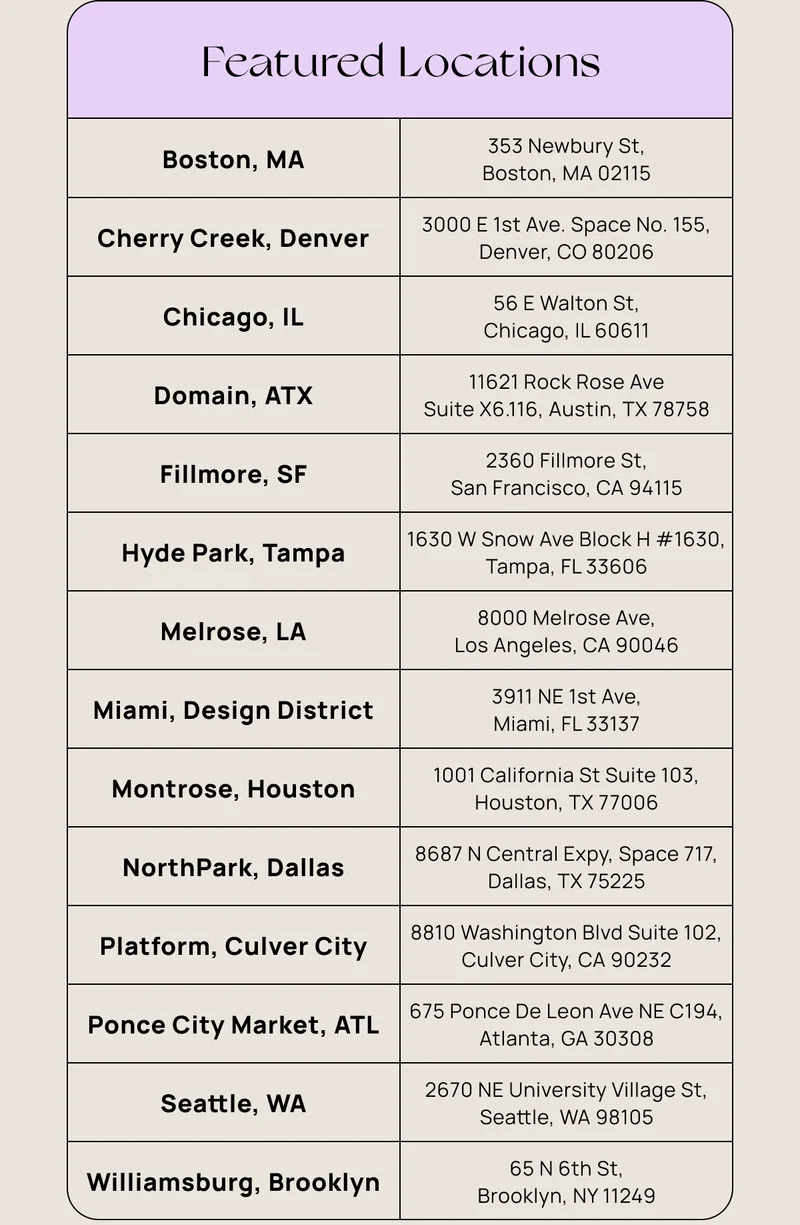 De Soi x Reformation locations
