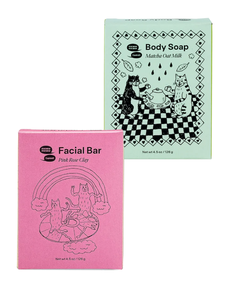 A green box and a pink box of soap
