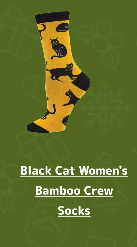 Black Cat Women's Bamboo Crew Socks