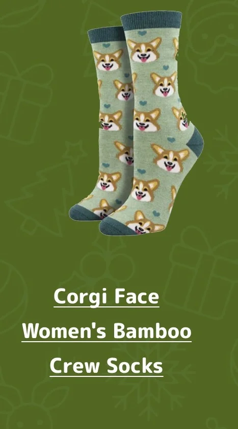 Corgi Face Women's Bamboo Crew Socks