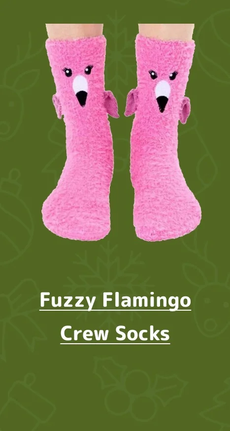 Fuzzy Flamingo Crew Socks