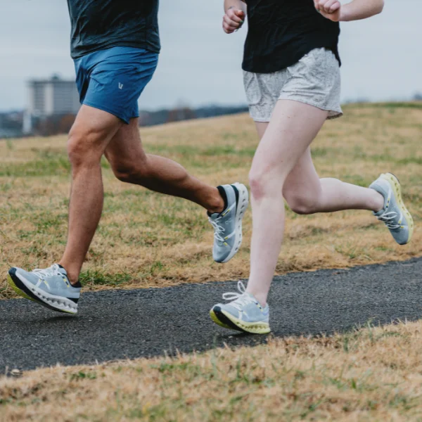 Man and woman running together