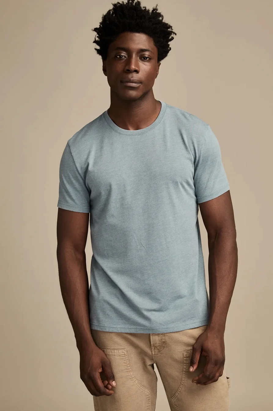 Image of Lucky Brand Venice Burnout Crew Neck Tee - Men's Clothing Tops Shirts Tee Graphic T Shirts in Jet Black