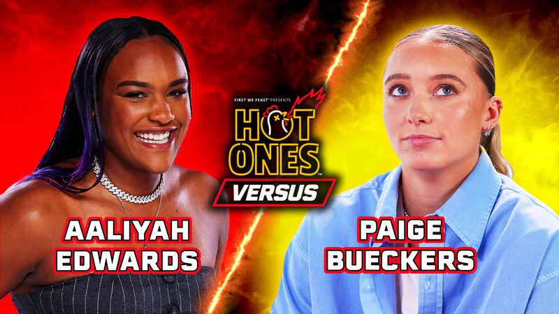 Aaliyah Edwards and Paige Bueckers on Hot Ones Versus.