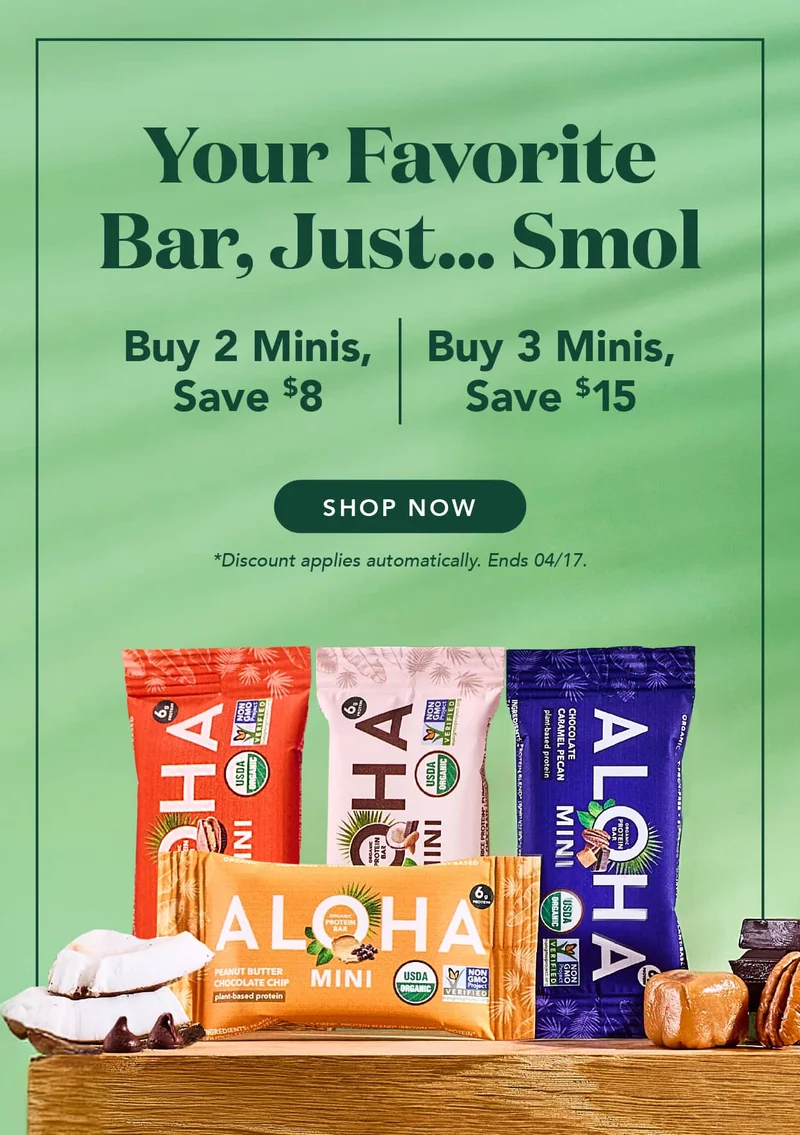 Your favorite bar, just... smol! Buy 2 packs of minis, save $8 or buy 3 packs of minis to save $15! Shop now! Discount applies automatically when you add 2 or 3 minis packs to cart. Ends 4/17