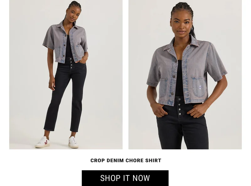 Crop Denim Chore Shirt Shop it Now