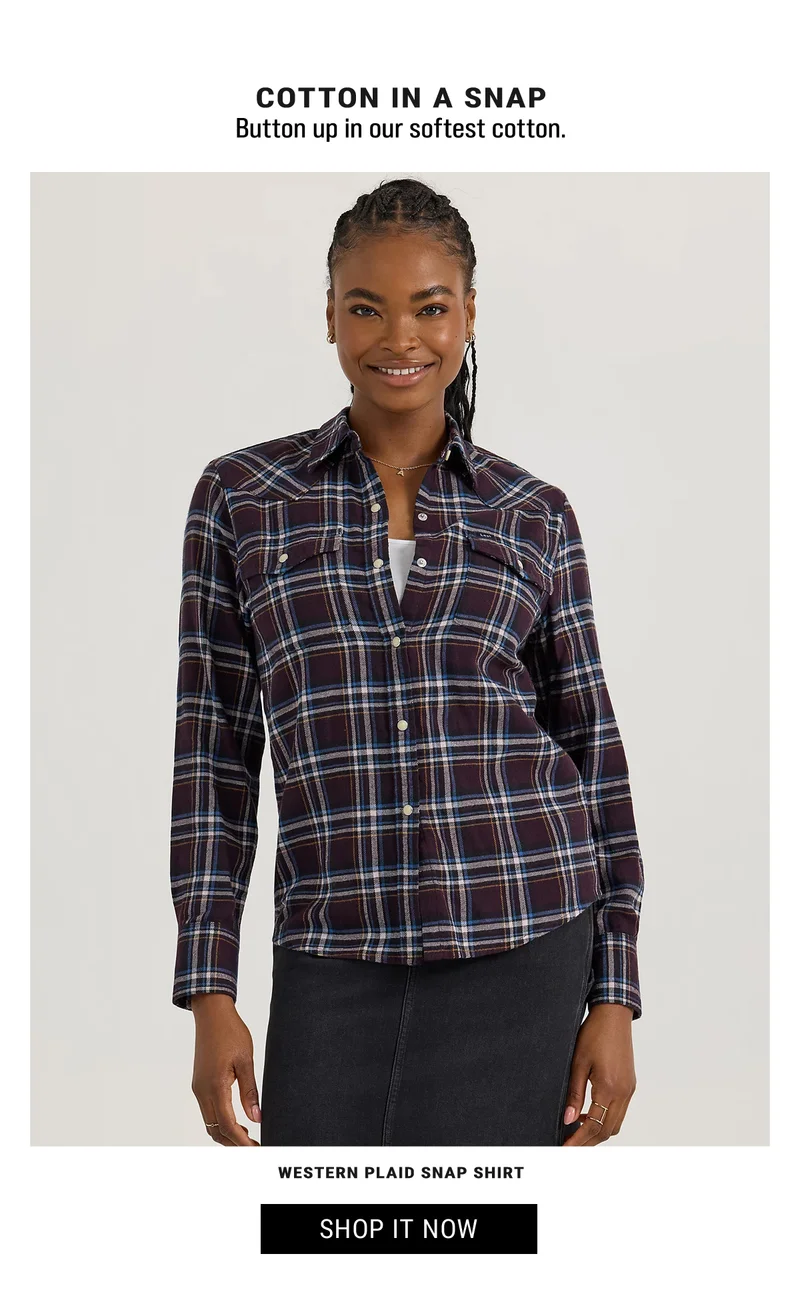Cotton in a snap Button up in our softest cotton. Western Plaid Snap Shirt. Shop it Now