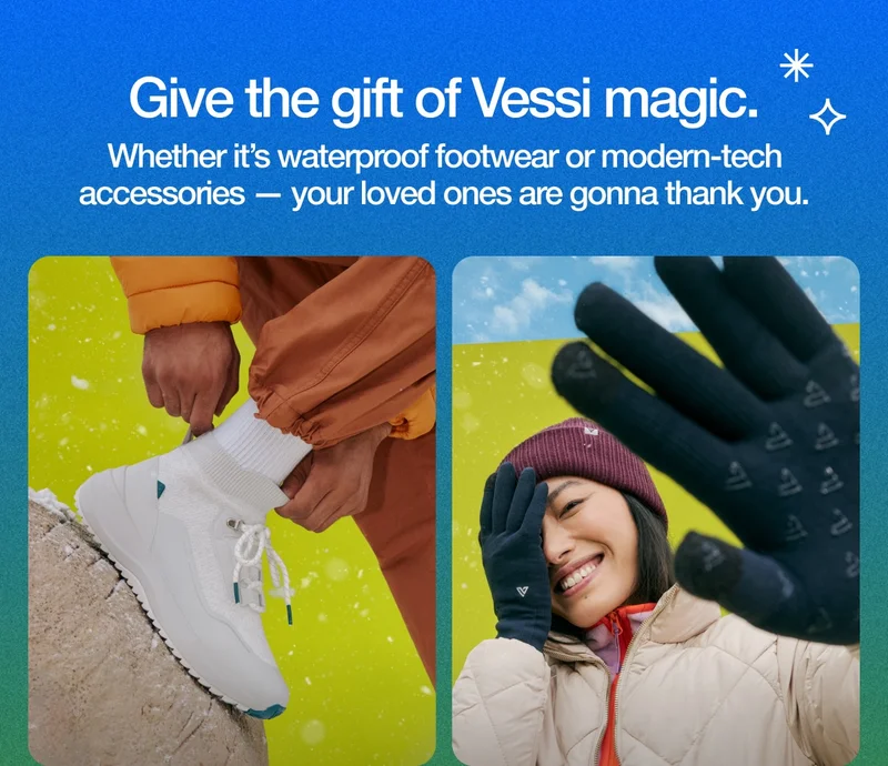 Give the gift of Vessi magic. Whether it's waterproof footwear or modern-tech accessories – your loved ones are gonna thank you.