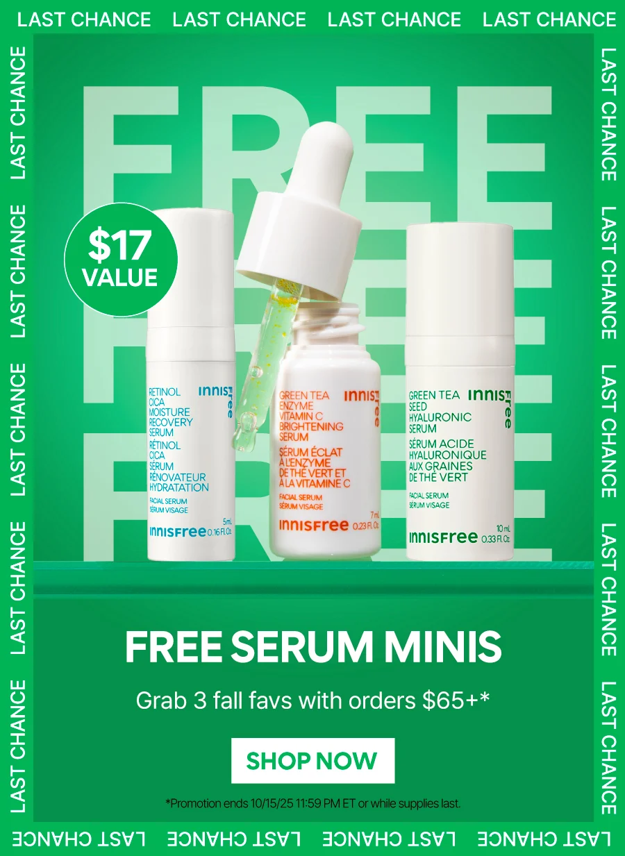 FREE 3 SERUM MINIS WITH ORDERS $65+