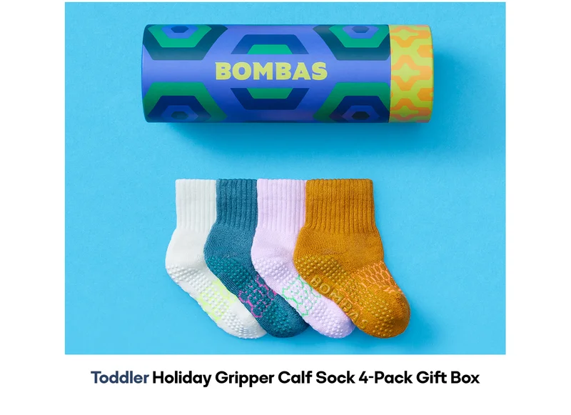 Toddler Gripper Calf Sock 4-Pack Gift Box