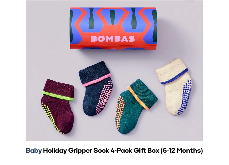 Baby Holiday Gripper Sock 4-Pack Gift Box (6-12 Months)