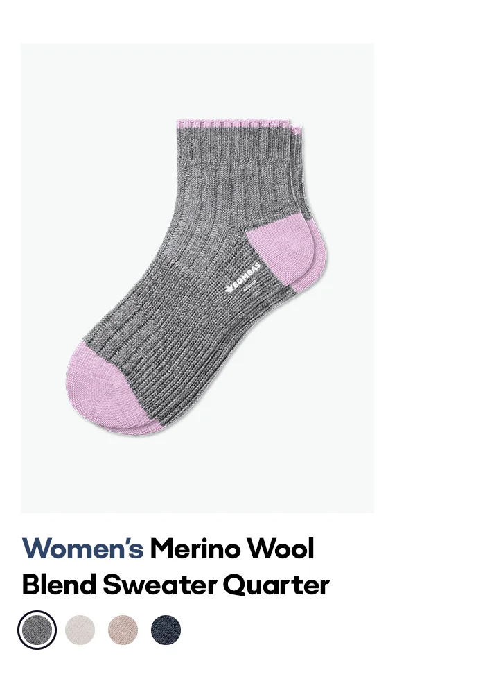 Women's Merino Wool Blend Sweater Quarter Socks