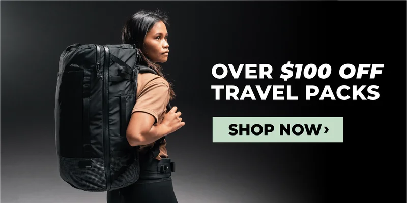 over $100 off travel packs. shop now
