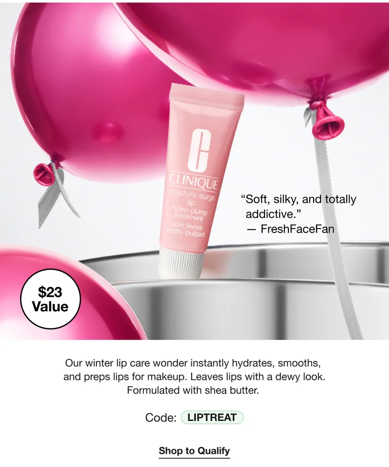 Soft, silky, and totally addictive. - FreshFaceFan $23 Value Our winter lip care wonder instantly hydrates, smooths, and preps lips for makeup. Leaves lips with a dewy look. Formulated with shea butter. Code: discount code Shop to Qualify