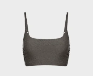 Spacedye Raise The Barre Shirred Bra in True Gray Heather