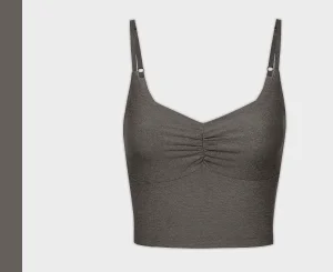 Spacedye Raise The Barre Shirred Cropped Tank in True Gray Heather