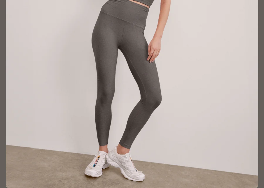 Spacedye Raise The Barre Shirred Legging in True Gray Heather