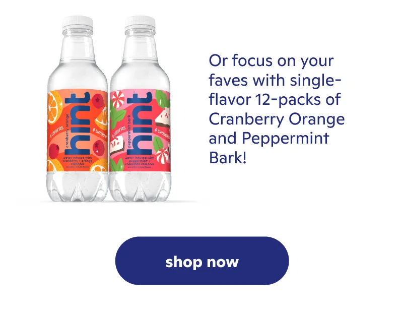 Single flavor packs of Cranberry Orange and Peppermint Bark