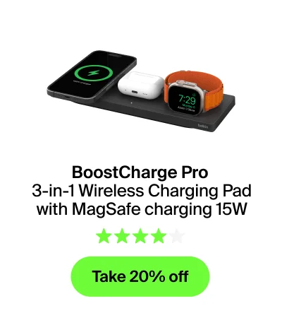 3-in-1 Wireless Charging Pad with Official MagSafe Charging 15W