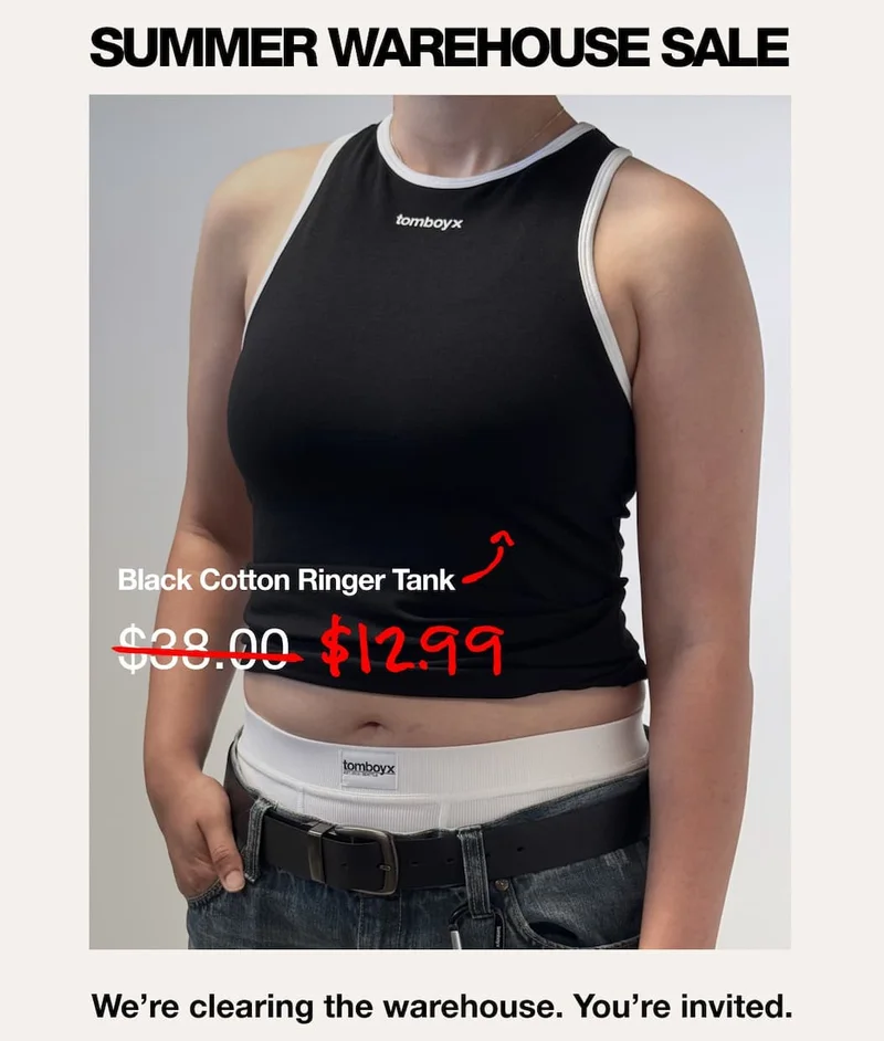 Warehouse Sale - Black Cotton Ringer Tank