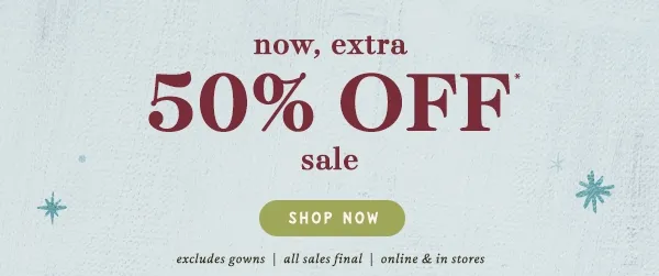 50% off sale, shop now