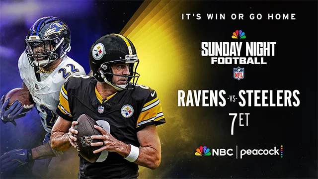 IT"S WIN GO OR GO HOME. RAVENS VS. STEELERS 7p ET ON NBC & PEACOCK