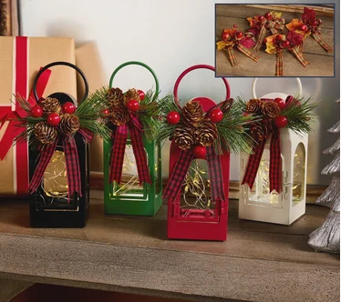 Set of (4) 6" Fairy Light Lanterns with 8 Toppers by Valerie