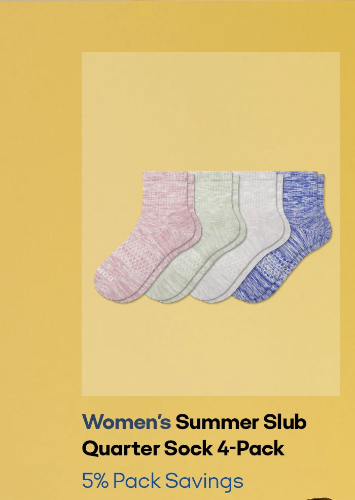 Women's Summer Slub Quarter Sock 4-Pack 5% Pack Savings