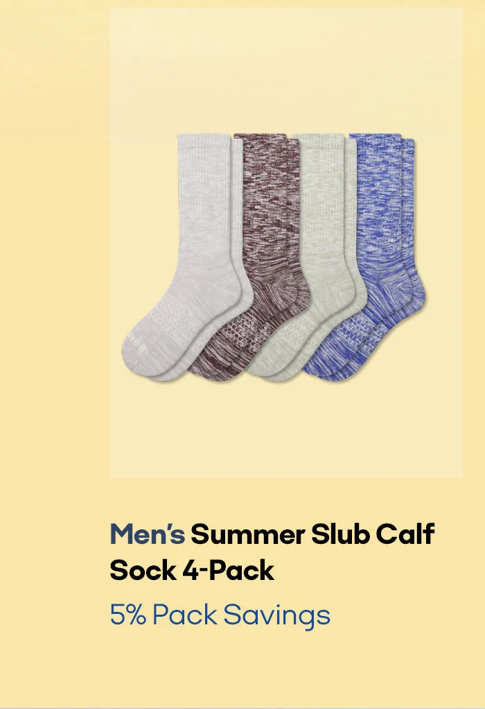 Men's Summer Slub Calf Sock 4-Pack 5% Pack Savings