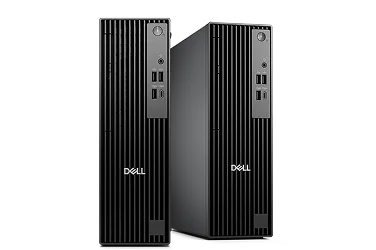A Dell Pro Slim Desktop computer on a gray background.