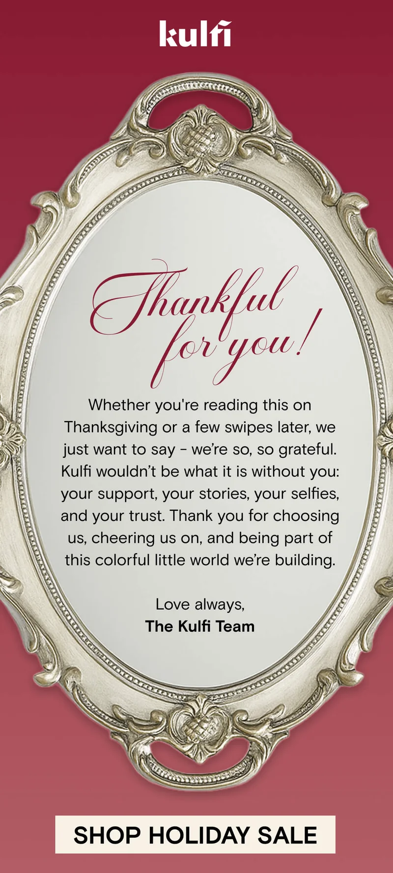 Thankful for you!