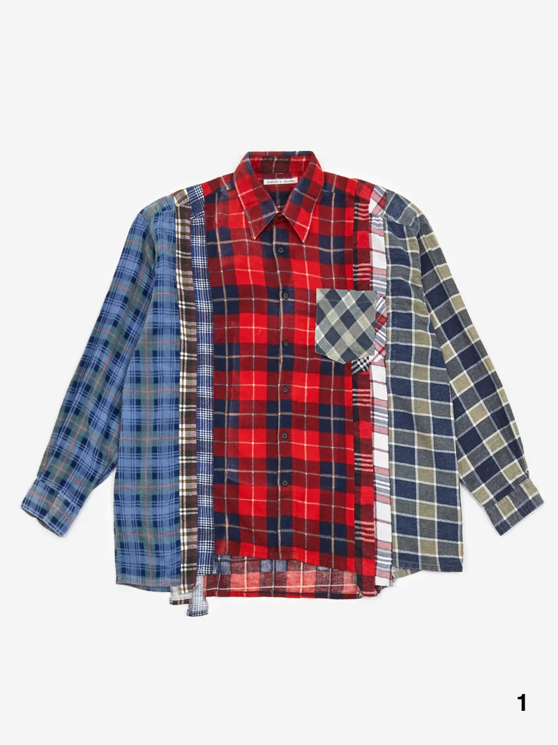 Image of Needles Rebuild 7 Cuts Flannel Shirt / Wide - Assorted Sale 2