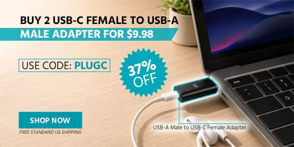 Buy 2 USB-C Female to USB-A Male Adapter for $9.98 Use Code: PLUGC 37% Off