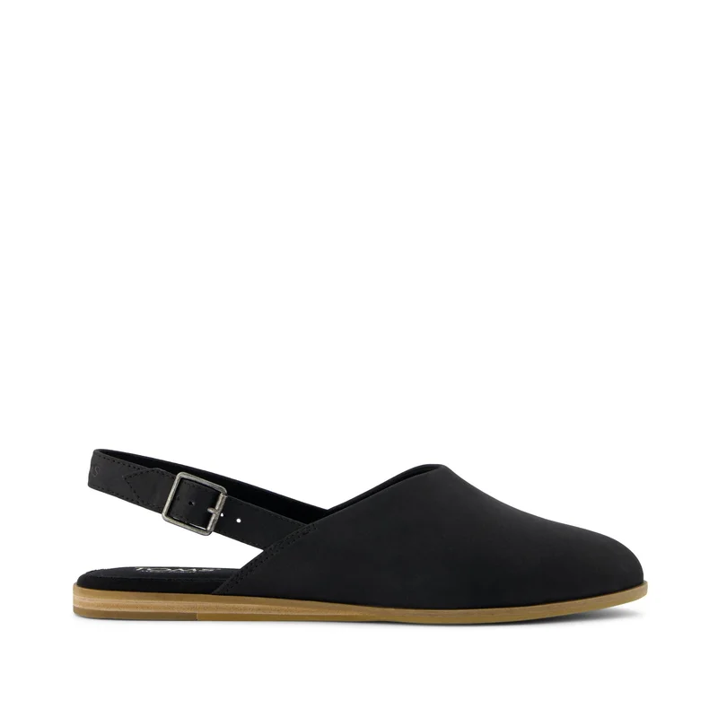 Image of Jade Slingback Flat Black Leather