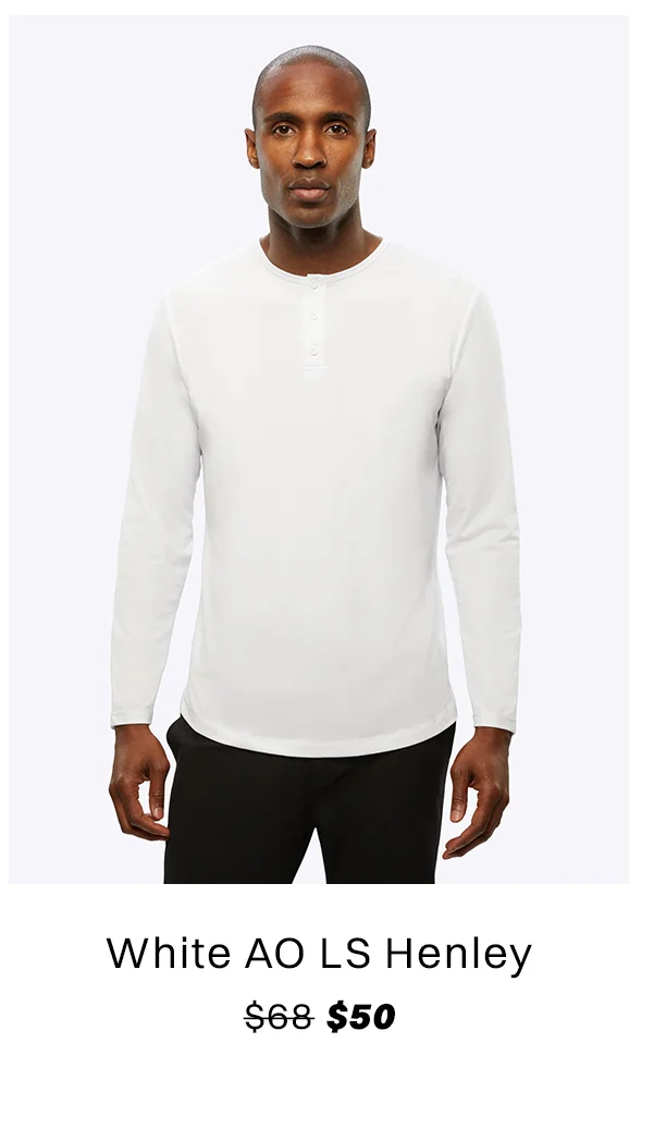 White AO Long Sleeve Henley