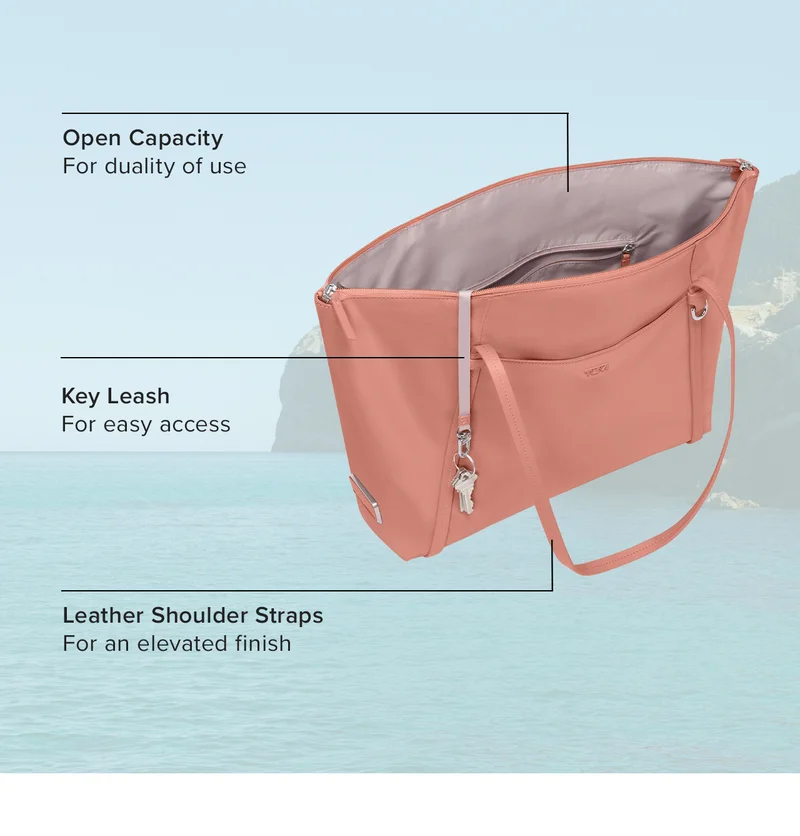 Highlights  Key Leash  For easy access  Leather Shoulder Straps  For an elevated finish with a 10