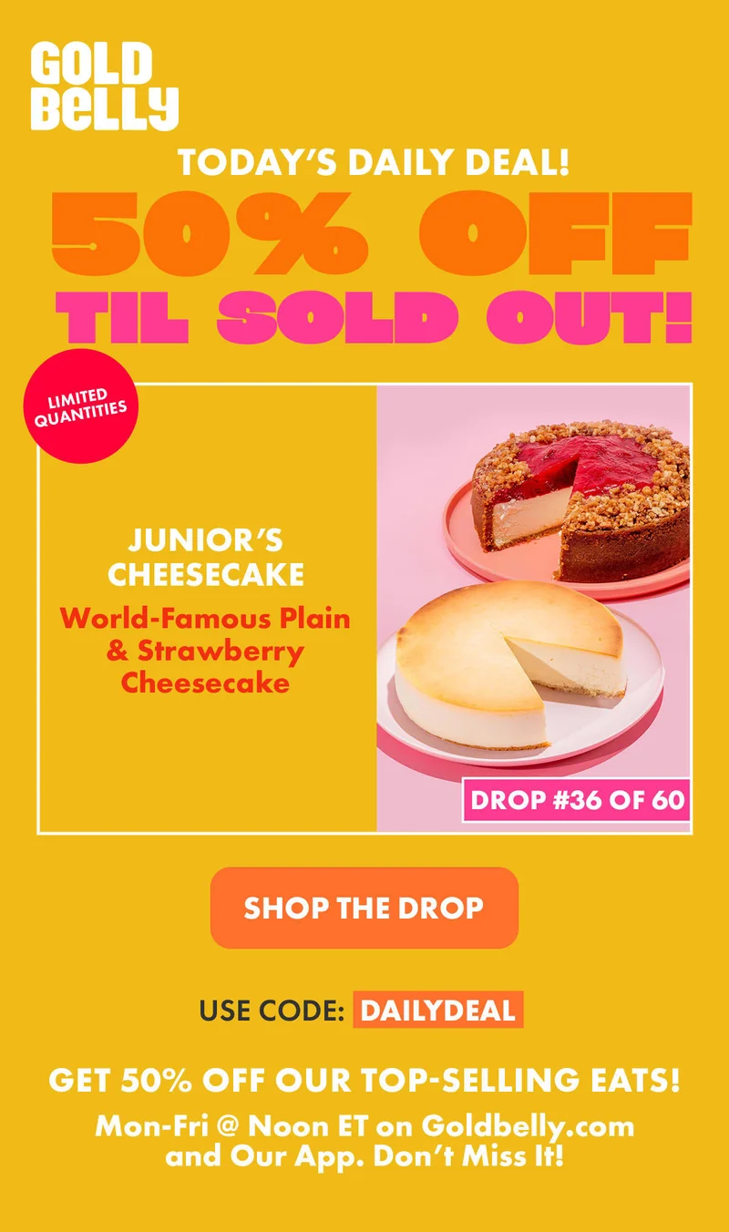 50% off one iconic food every day! 50% off one iconic food every day!