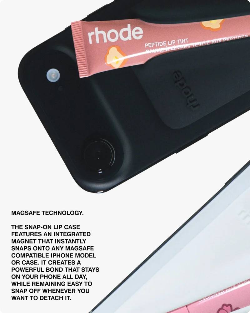 MAGSAFE TECHNOLOGY. The Snap-On Lip Case features an integrated magnet that instantly snaps onto any MagSafe compatible iPhone model or case. It creates a powerful bond that stays on your phone all day, while remaining easy to snap off whenever you want to detach it.
