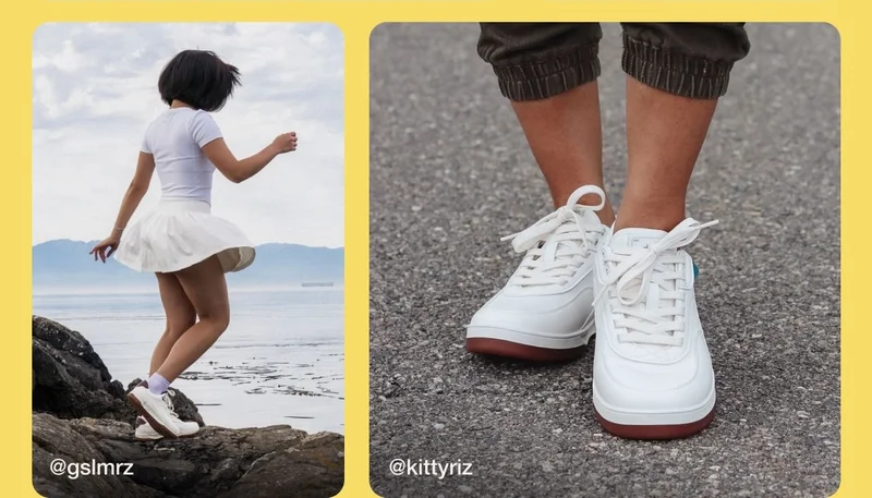 Photos from Vessi customers wearing their brand new Courtside Classics. @gslmrz. @kittyriz.