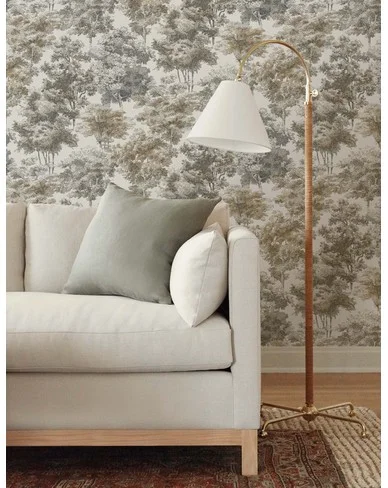 Old World Trees Peel + Stick Wallpaper-Gray
