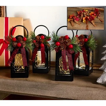 Set of (4) 6" Fairy Light Lanterns with 8 Toppers by Valerie