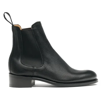 Avril D Chelsea Boot in Black Grain Leather