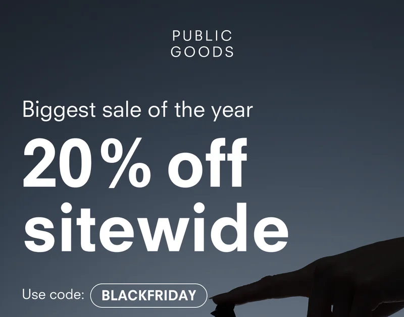 Biggest sale of the year. 20% off sitewide.